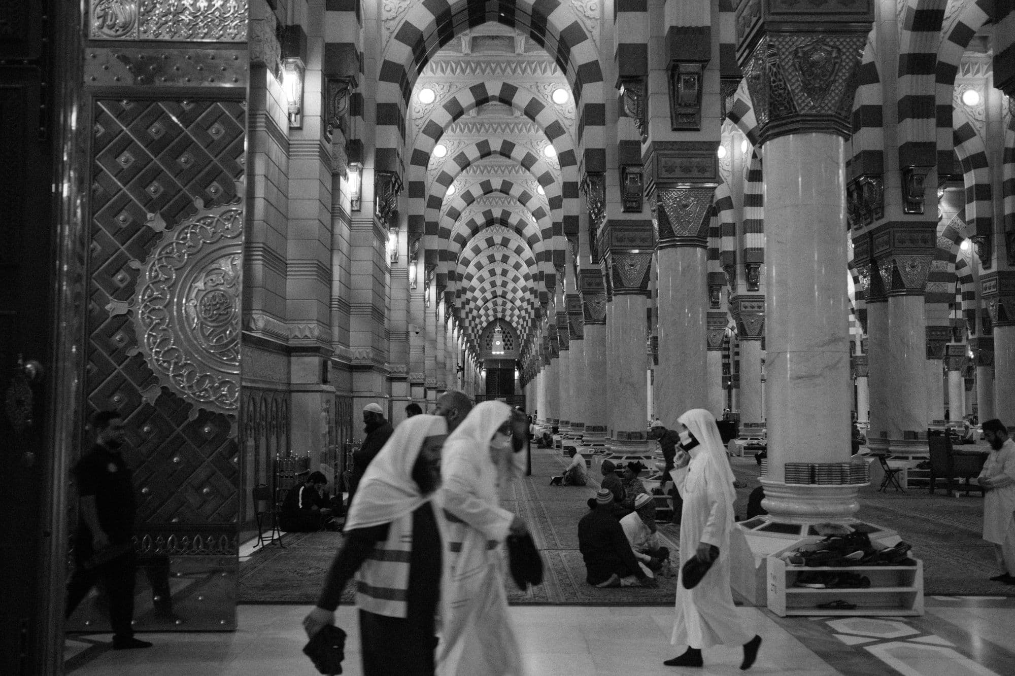 Pilgrims inside a mosque